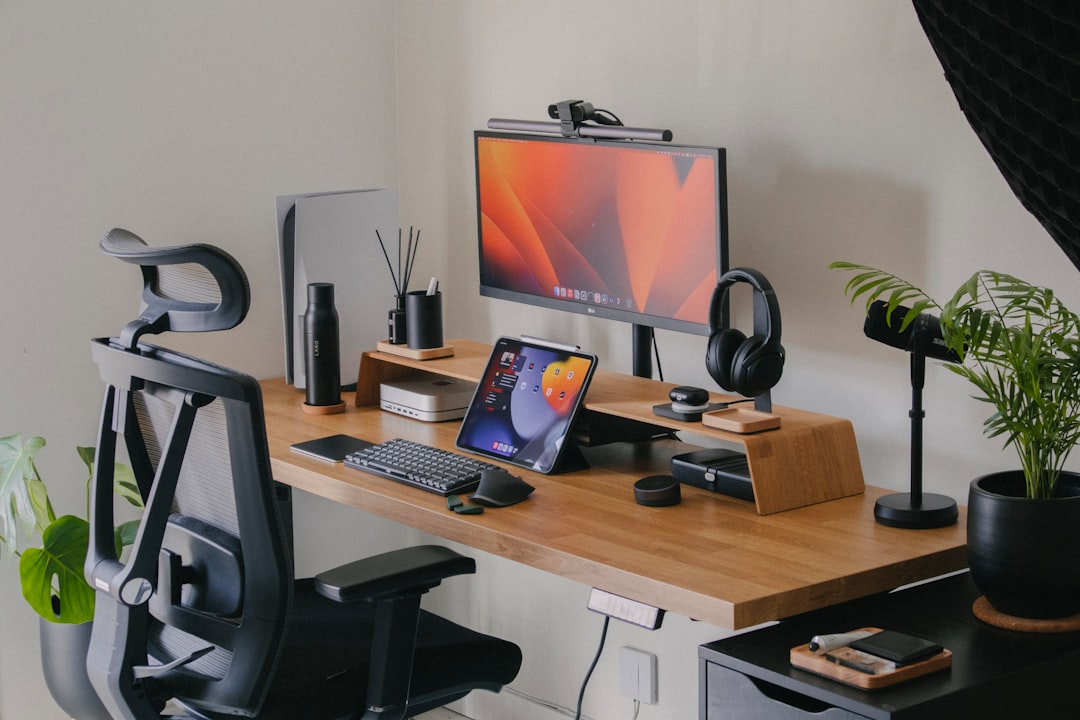 Desktop computer and monitor setup