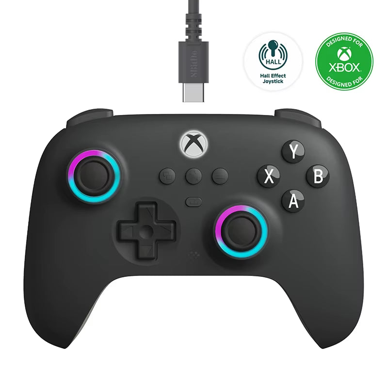 Game controller buying guide 2026 - 8BitDo Ultimate C wired Xbox controller with Hall Effect joysticks and RGB lighting