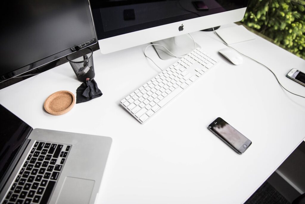 Desktop workspace representing live chat and help desk support tools