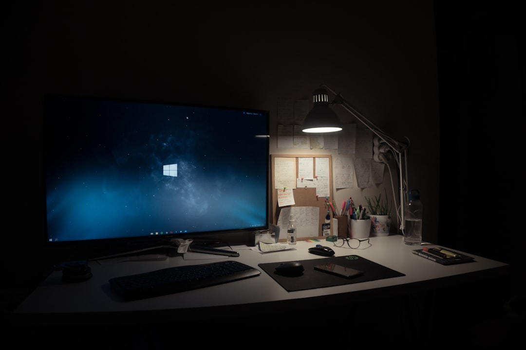 Desktop computer monitor workstation showing the fixed setup advantage of a desktop PC