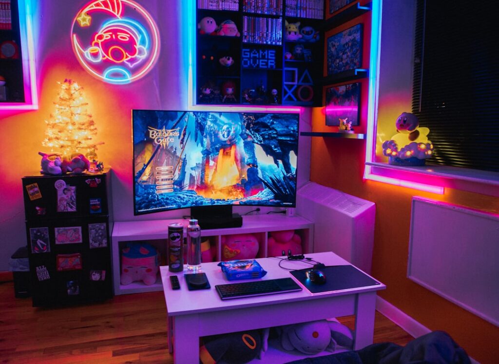 Gaming setup with television and game console for the Grand Theft Auto games guide