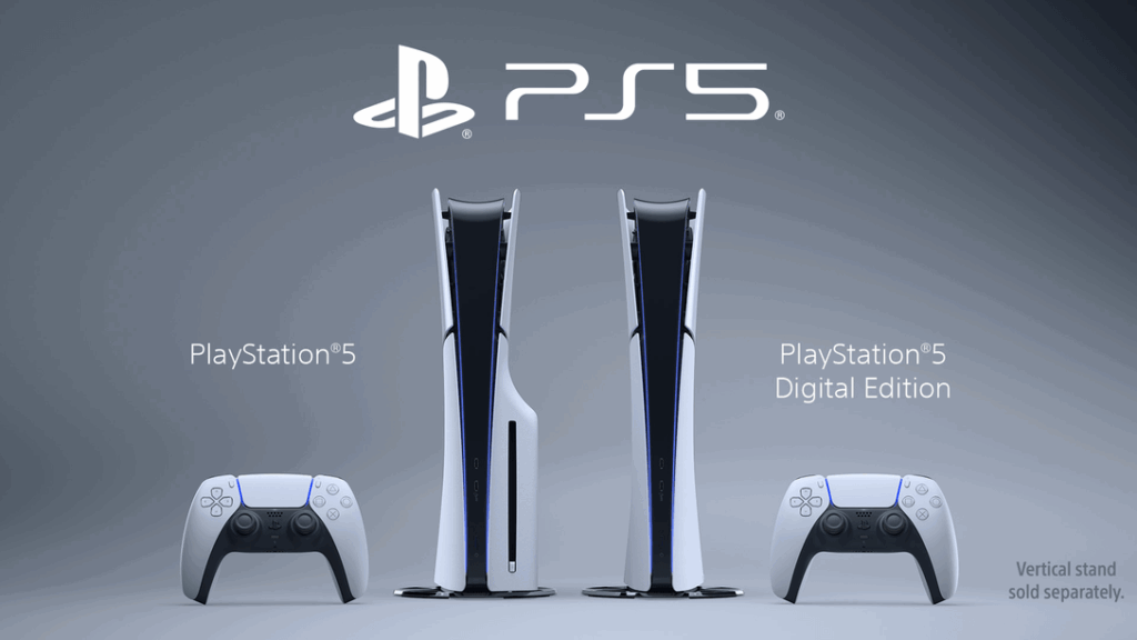 PlayStation 5 disc and digital consoles with DualSense controller