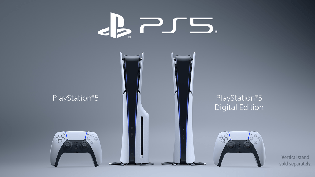 PlayStation 5 disc and digital consoles with DualSense controller
