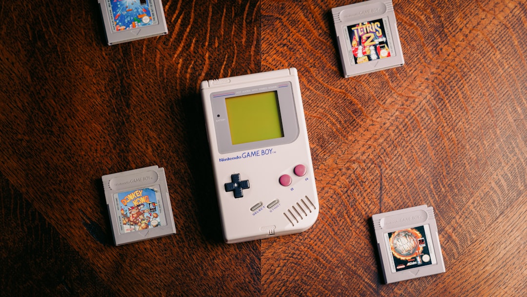 Portable retro game console on a table