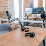 Desk microphone setup for streaming podcasting and recording