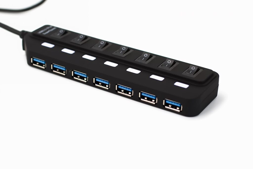 USB hub as an inexpensive computer accessory for adding more ports to a PC