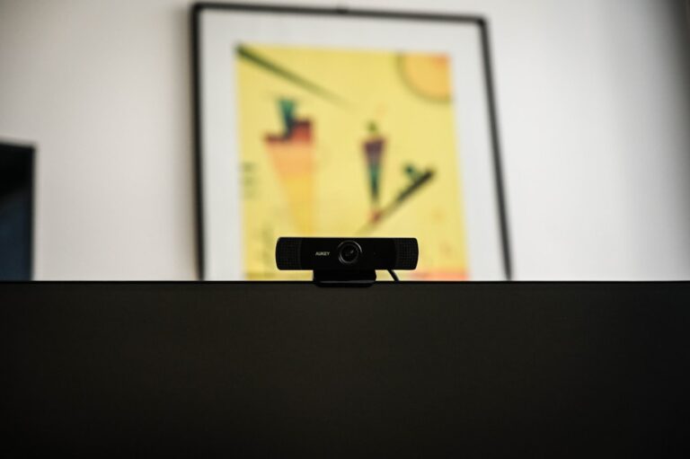 Webcam and computer setup for video calls and streaming