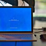 Windows laptop updating during a safe PC cleanup and maintenance process