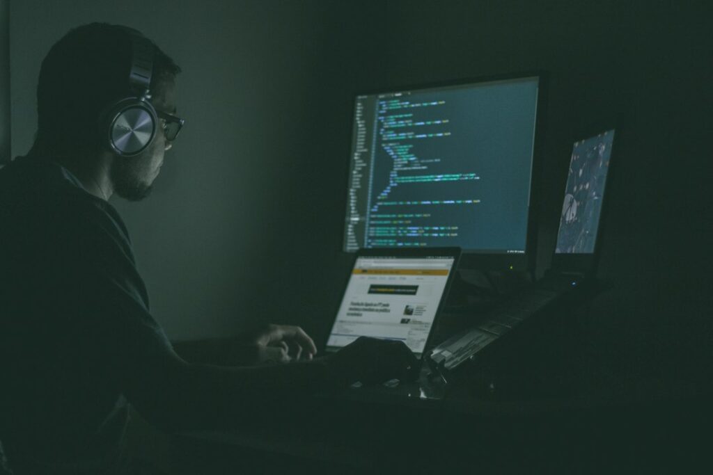 Code on a computer screen for a WordPress website security guide